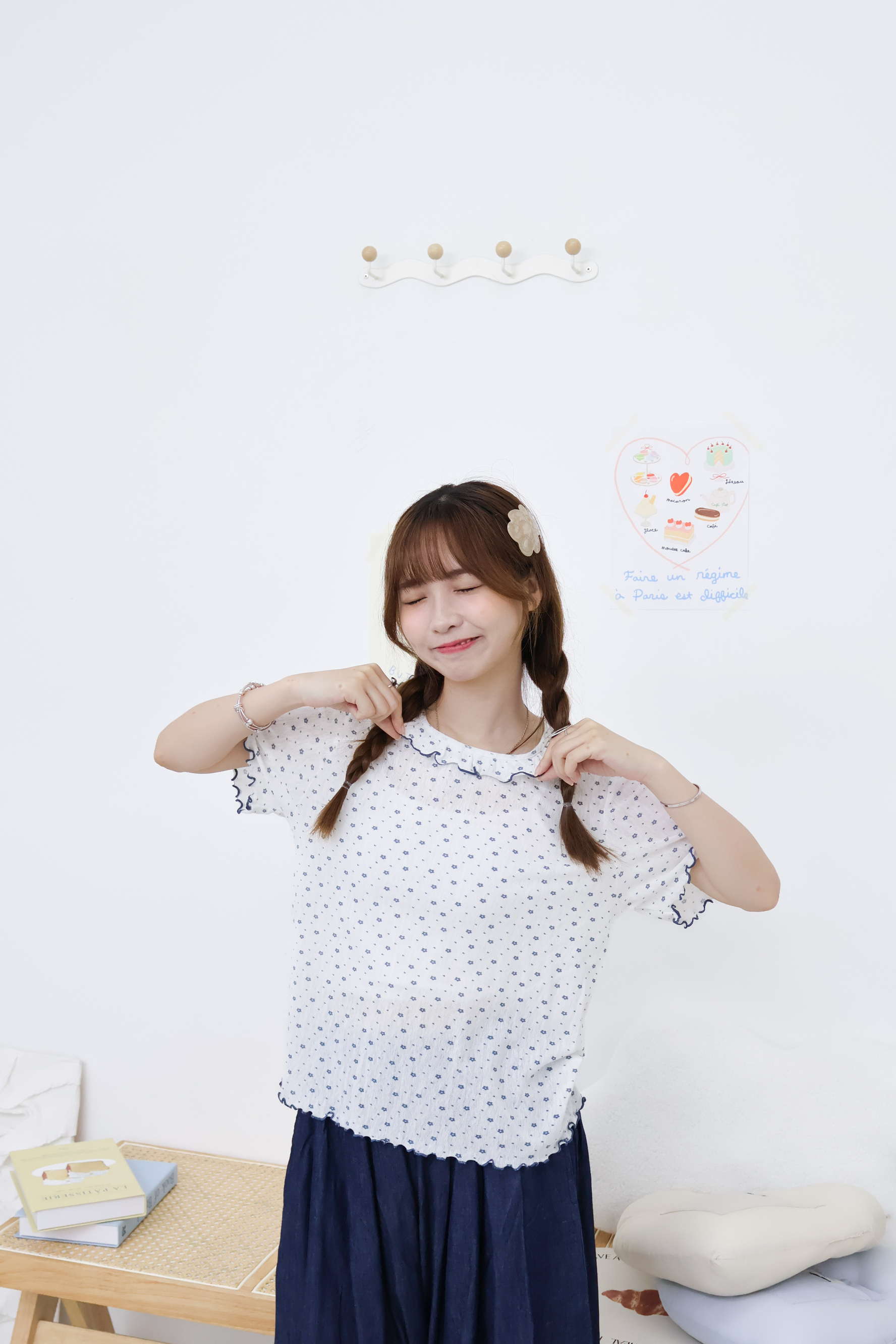迷你Ruffle領碎花Top · 2色入