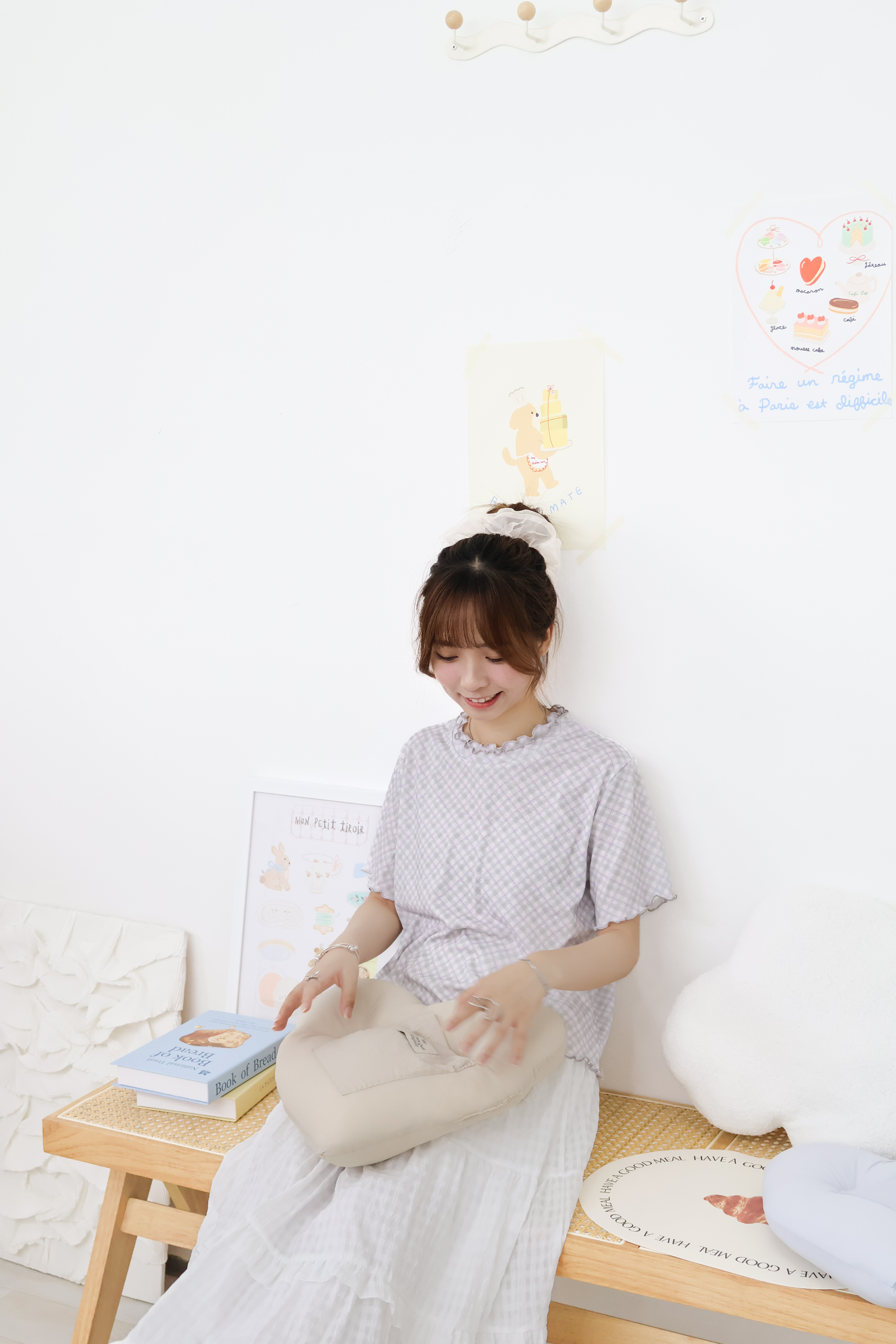 菱格pattern捲捲邊上衣 · 2色入