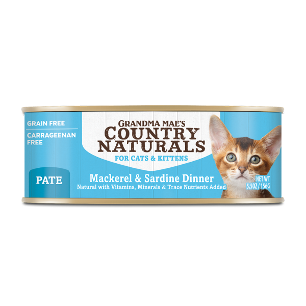 Country Naturals – 無穀物主食肉泥罐 -  鯖魚沙甸配方 Mackerel and Sardine Dinner (淺藍) 156g (大)