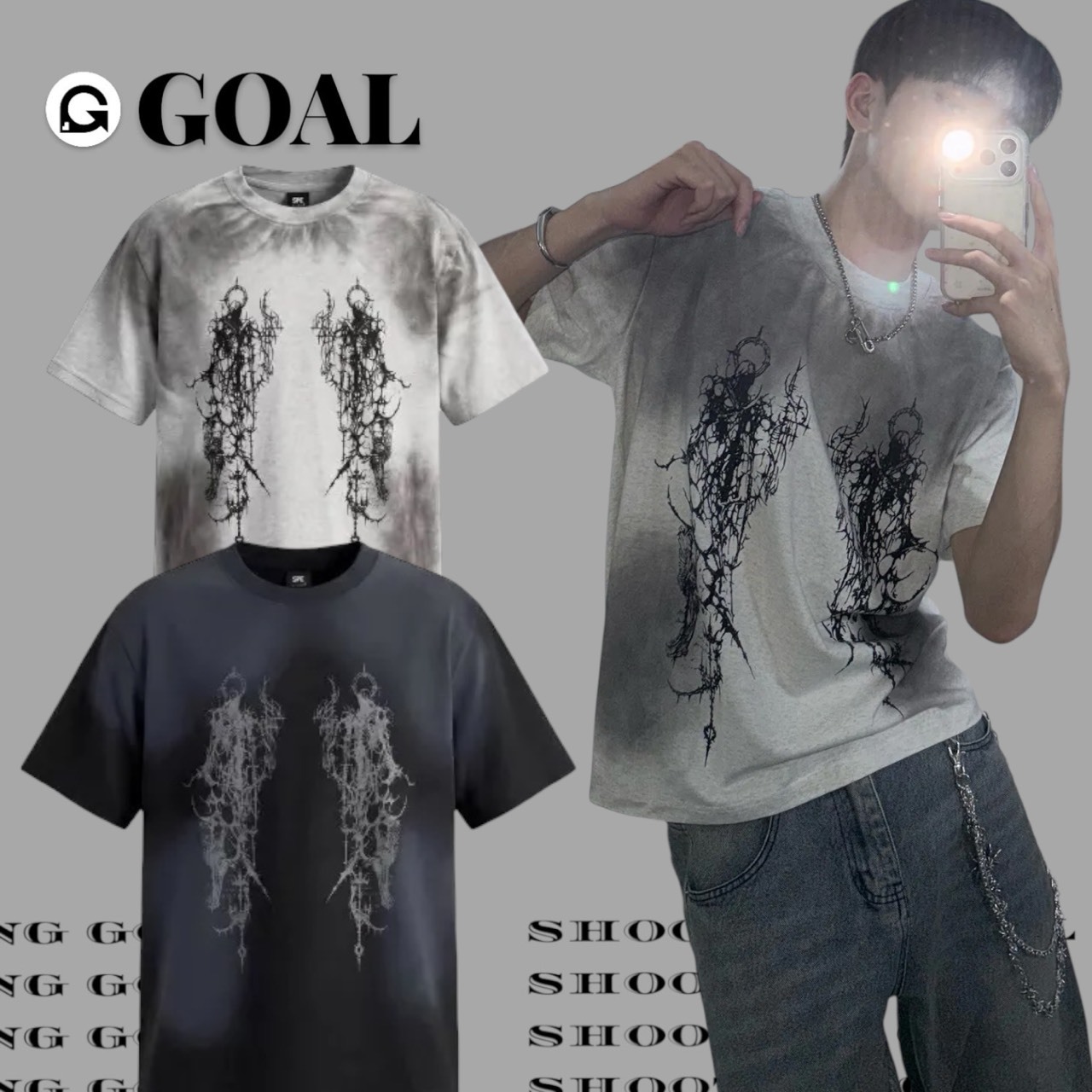 (GOAL) 重磅暗黑荊棘短T 5708