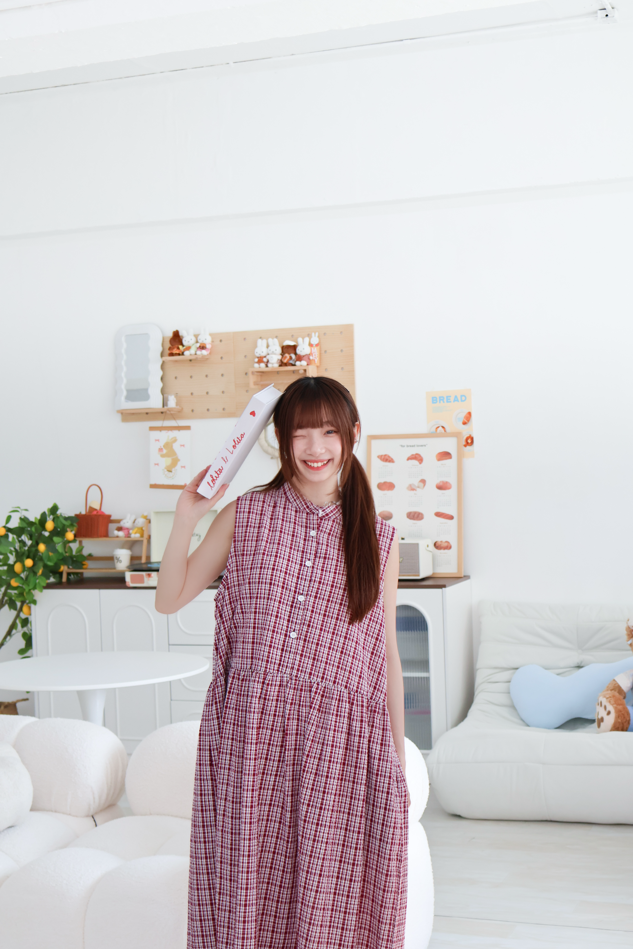 皺皺格仔背心連身裙 · 2色入