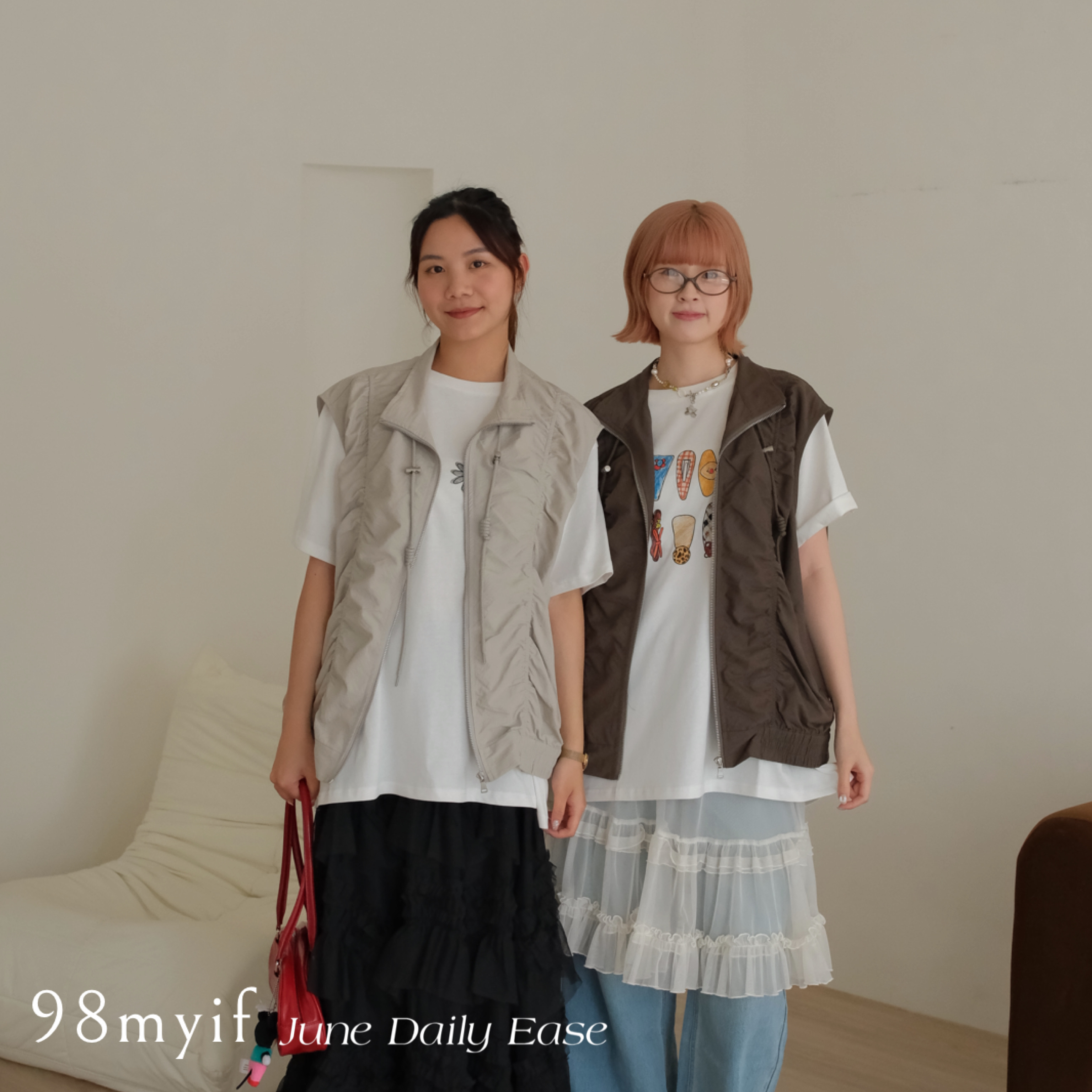 L06 抓皺細節感夾克背心 (2colors)