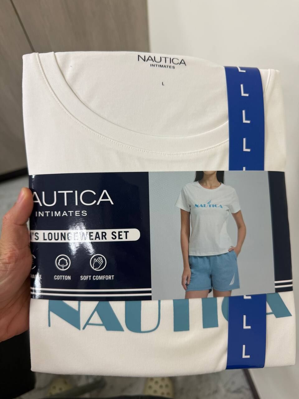 [TW] CW NAUTICA LIGHT BLUE WOMEN'S SHORT-SLEEVE LOUNGEWEAR SET, 8518084-LBL (TCW53)