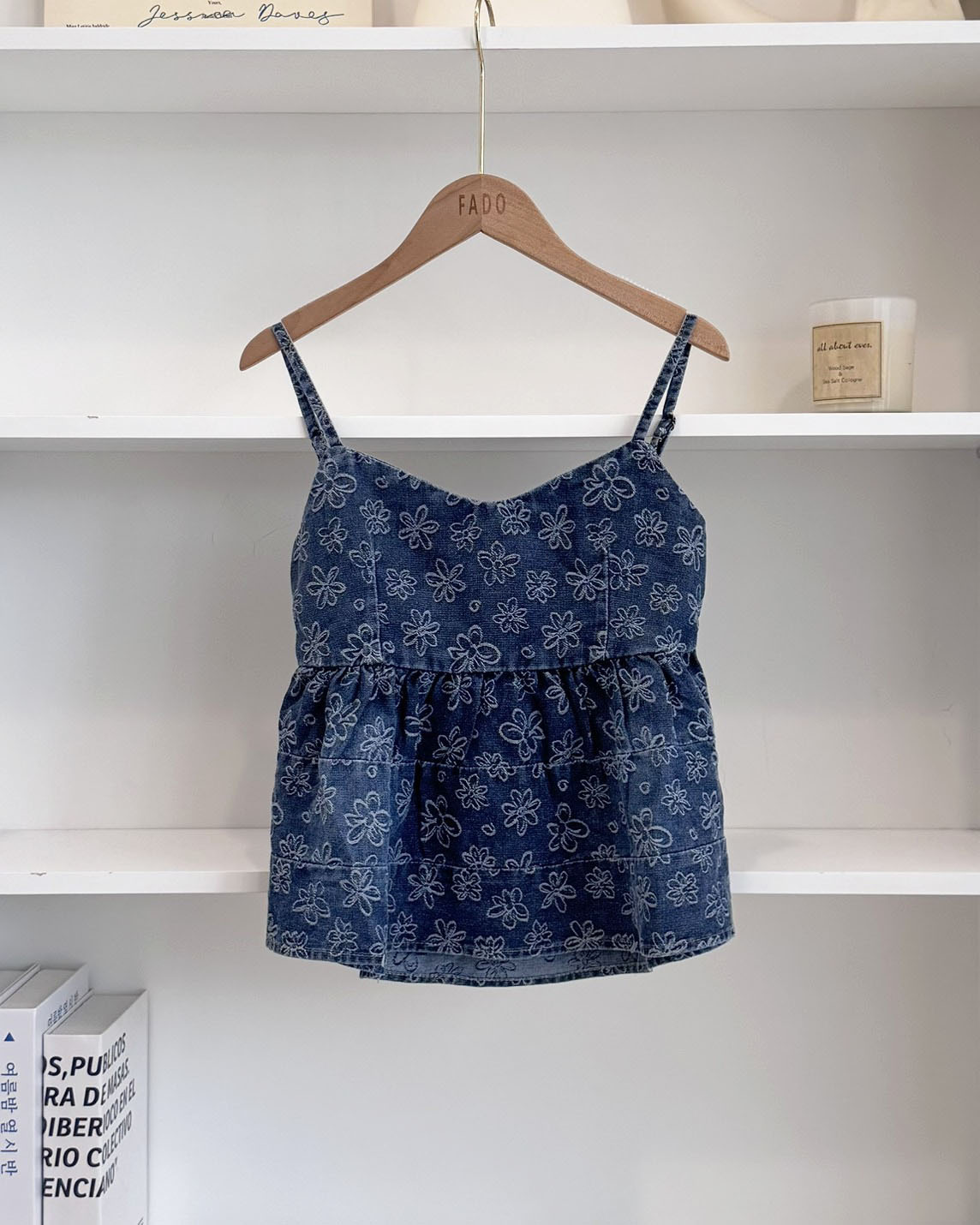 法朵Fado shop｜滿版花花刺繡牛仔背心 150B002 兩色