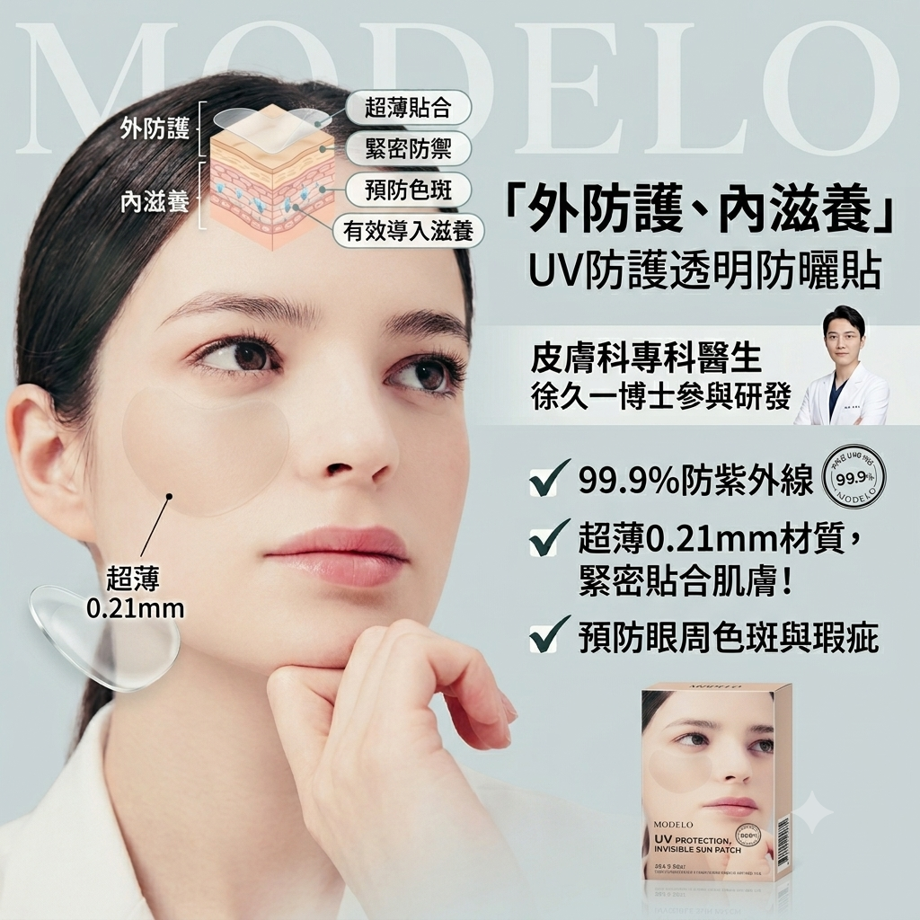 預訂6月下旬到【MODELO 透明防曬貼 (一盒5對)】