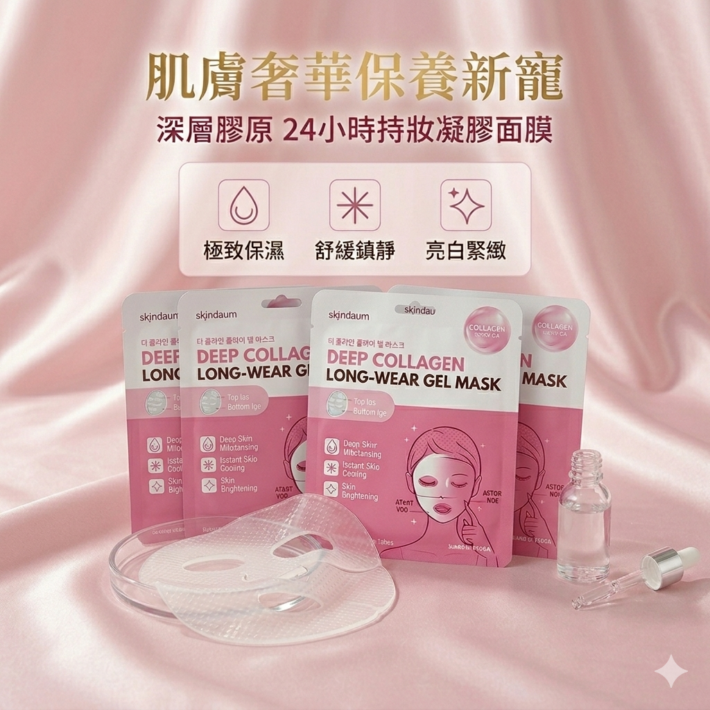 預訂7月中到【skindaum微分子膠原蛋白水凝膠面膜 4片】