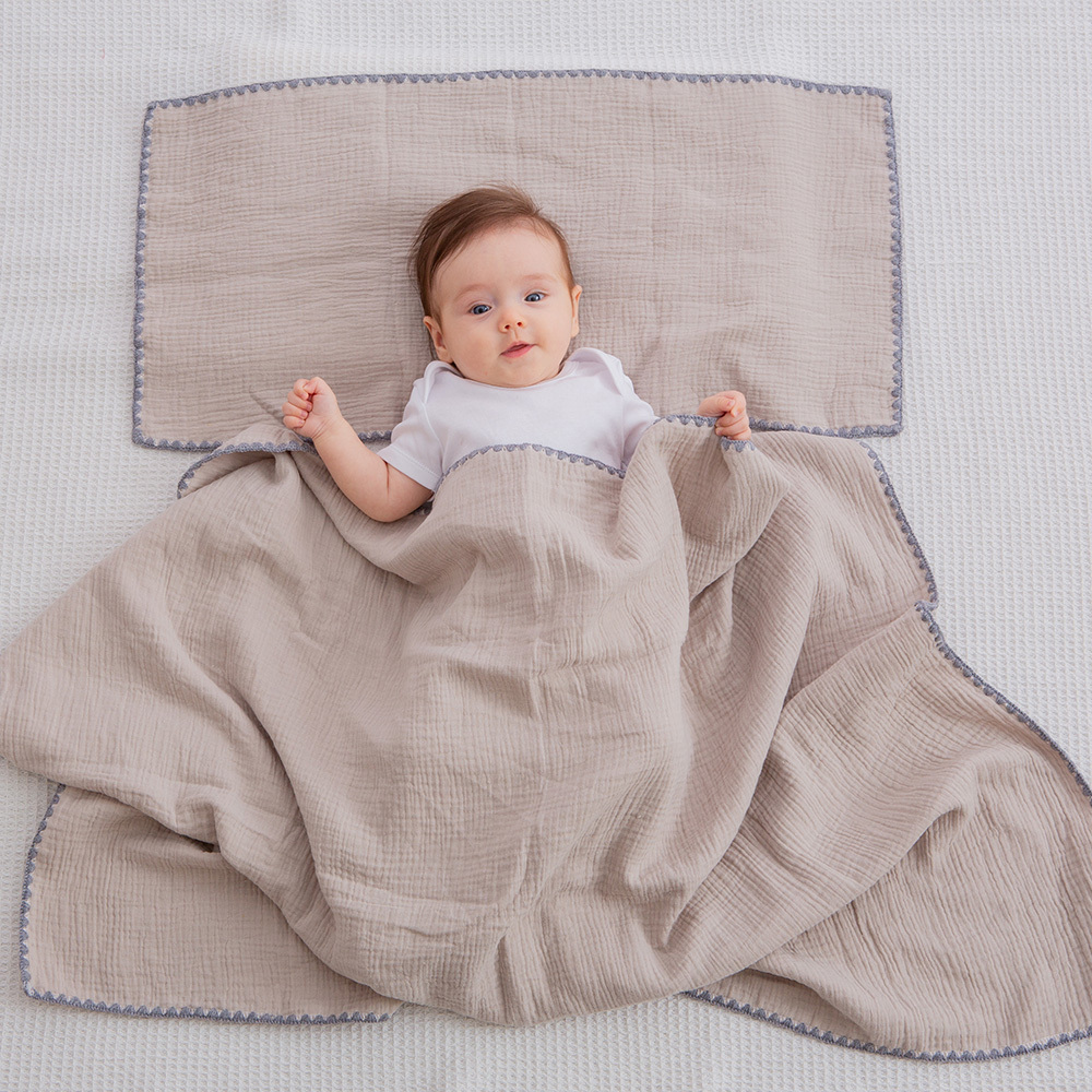 舒眠全套組｜gunite 紗布嬰兒枕頭巾+紗布蓋毯+The Twelve Step2幼兒月更牙刷(1-3歲)12入｜多款可選