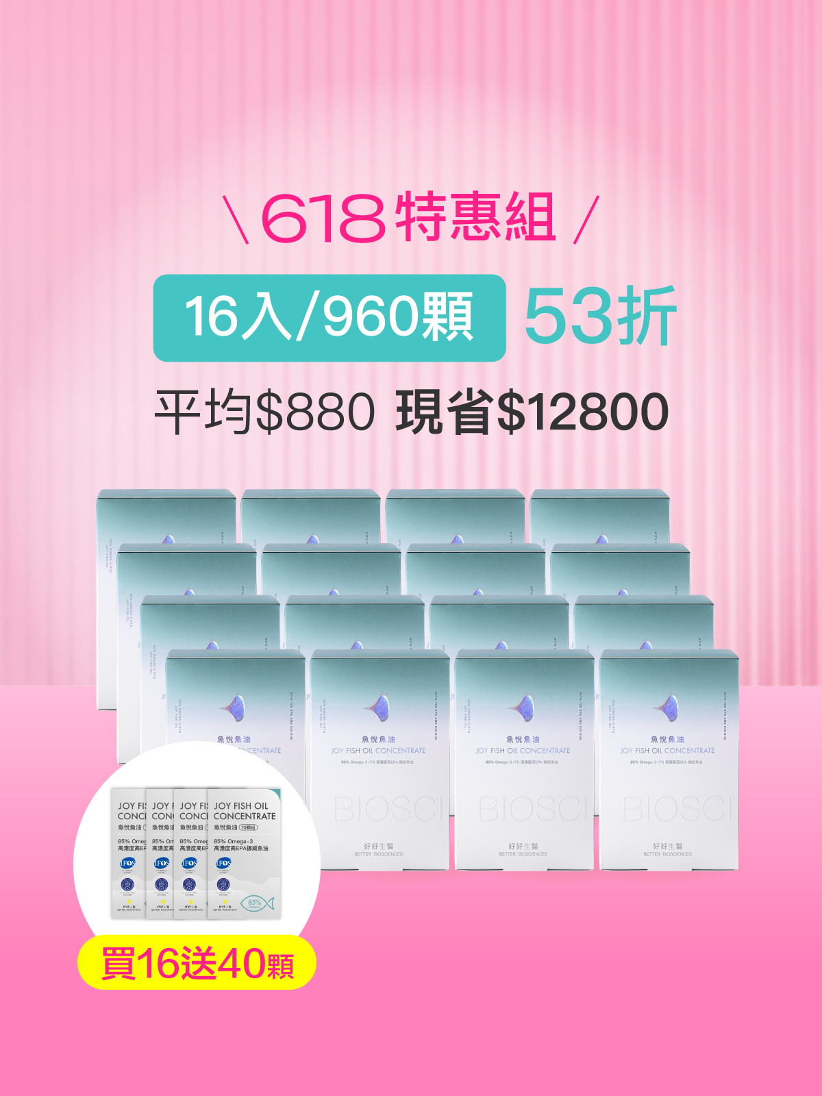 【618 限定特惠組】魚悅魚油－85% Omega-3 高濃度高EPA挪威魚油＿16入組 (960顆)