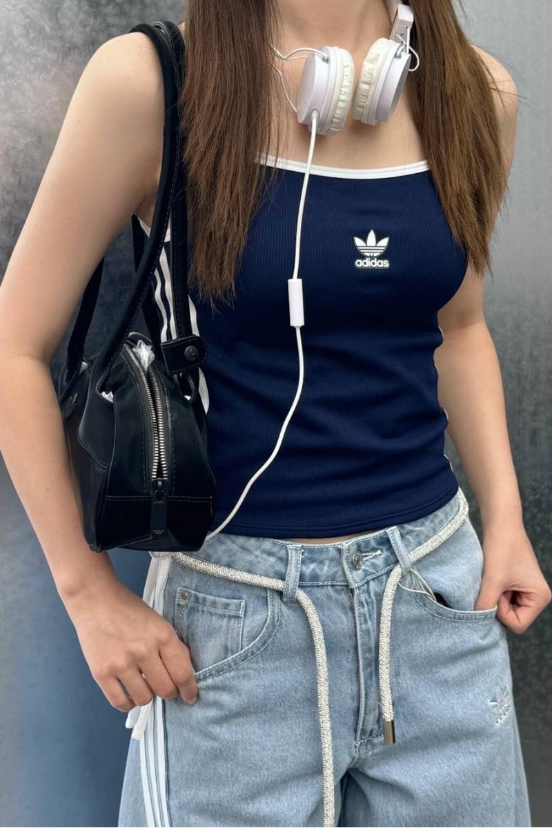 女款 ADIDAS ORIGINALS TOP 修身 抽繩 胸墊 細肩帶 三葉草 運動 吊帶 背心【KE3887】ADLP