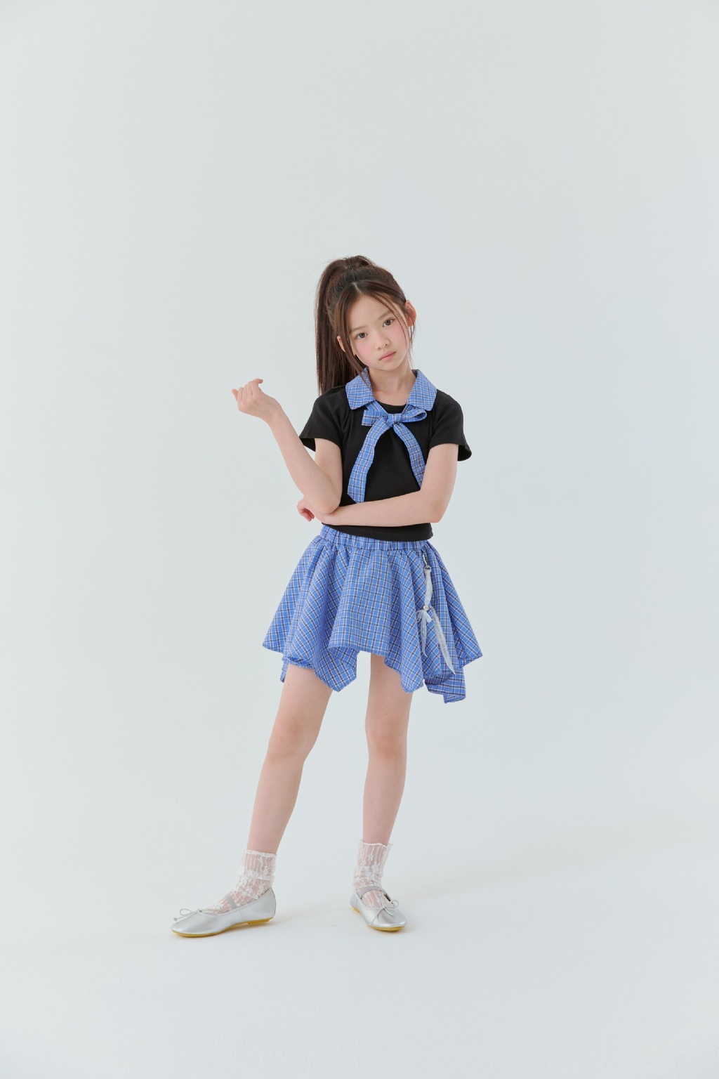 正韓夏Lilas 兩色不規則格子裙