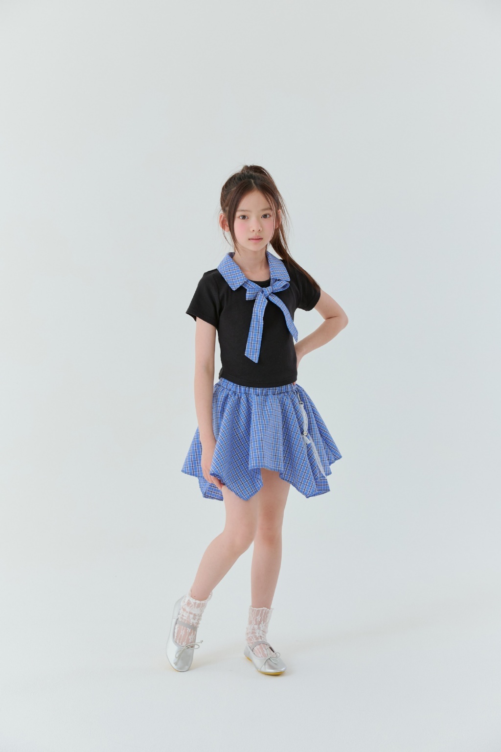 正韓夏Lilas 兩色不規則格子裙