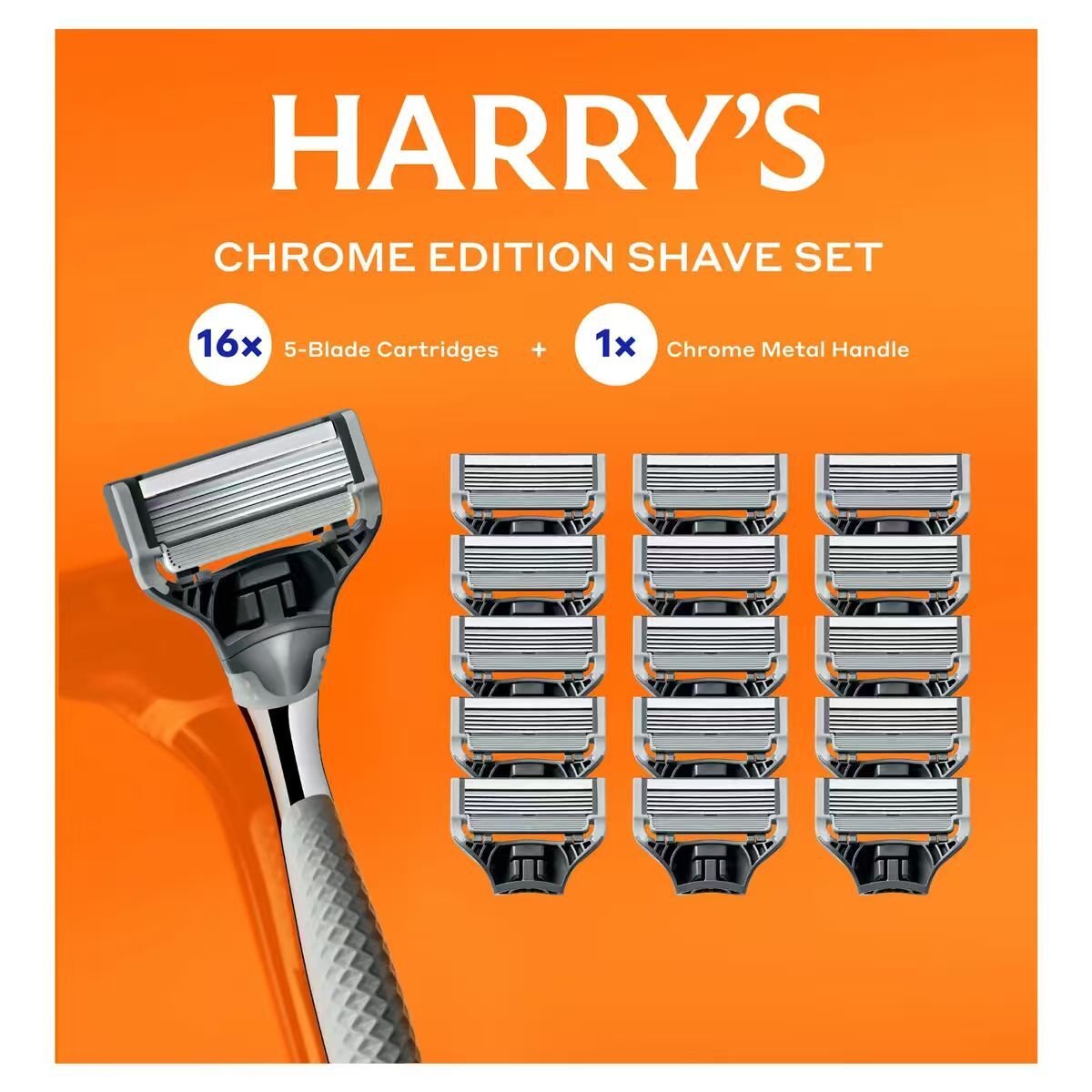 【預購】H061017 Harry's Chrome Edition 男士剃鬚刀套裝 (1刀柄 + 16刀頭)