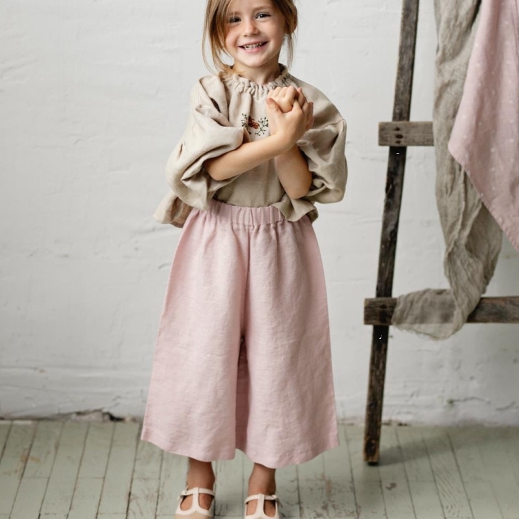 (預購)ALL THE BEAUTIFUL LINEN 亞麻刺繡寬褲 SHORT CULOTTES