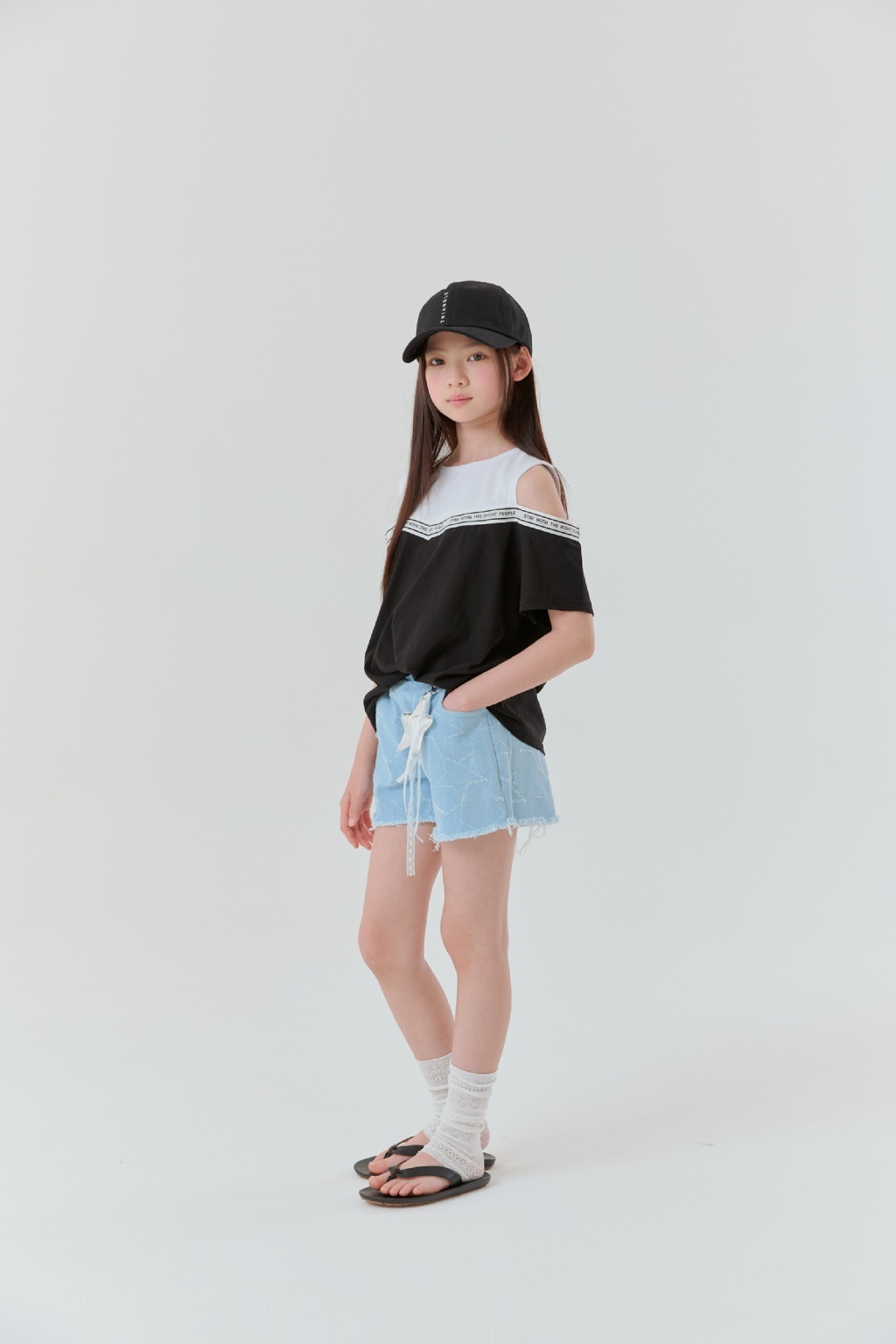 正韓夏Lilas 兩色韓系個性露肩上衣