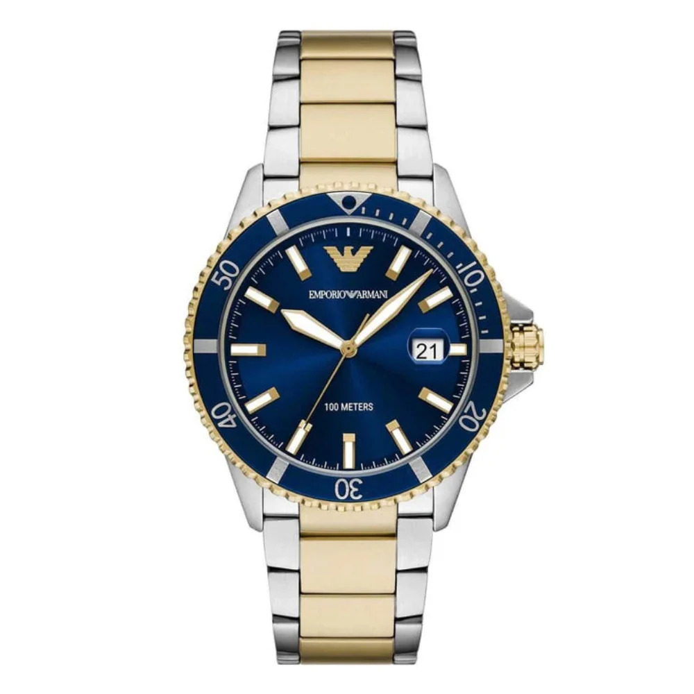 【Armani 亞曼尼】AR11738 紳士 100米防水  日期 超強夜光 不銹鋼 光動能 手錶