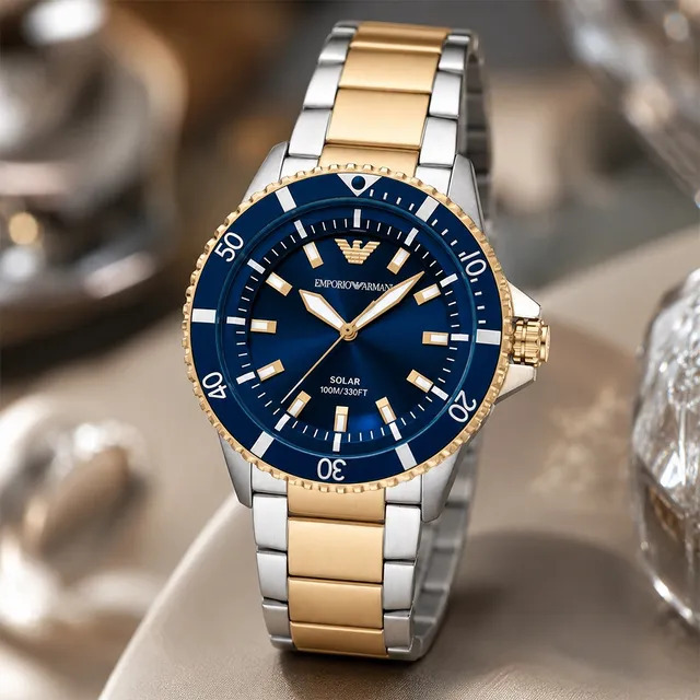 【Armani 亞曼尼】AR11738 紳士 100米防水  日期 超強夜光 不銹鋼 光動能 手錶