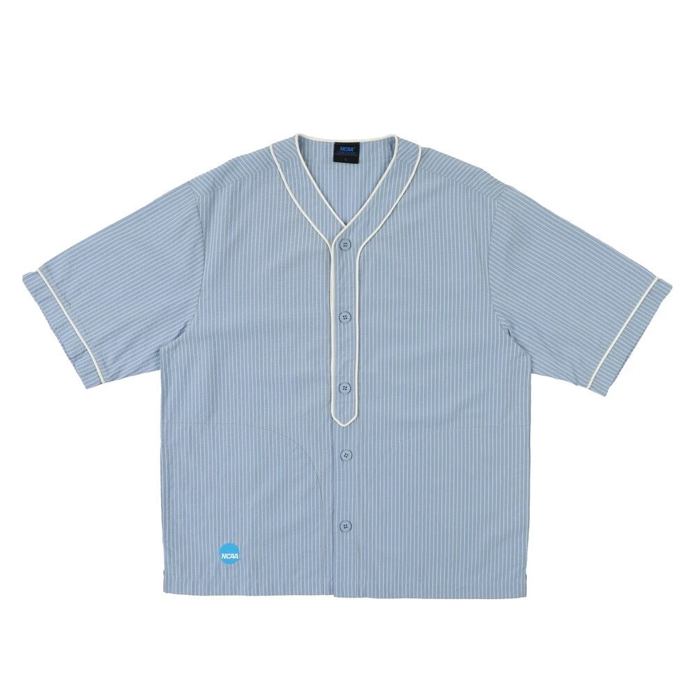 NCAA TEE 藍色 美式 休閒 中性 直條紋 棒球衫 短T【7625147081】