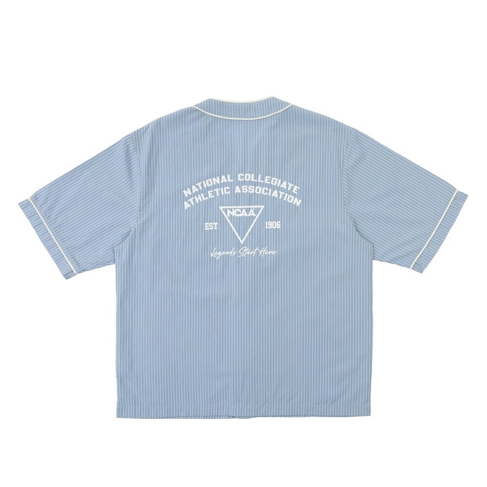 NCAA TEE 藍色 美式 休閒 中性 直條紋 棒球衫 短T【7625147081】