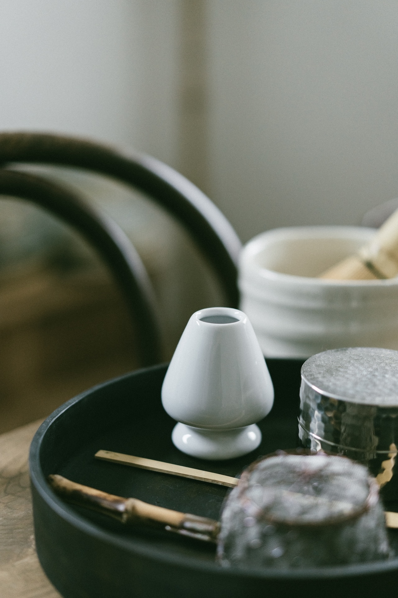 日本美濃燒 白瓷茶筅立座