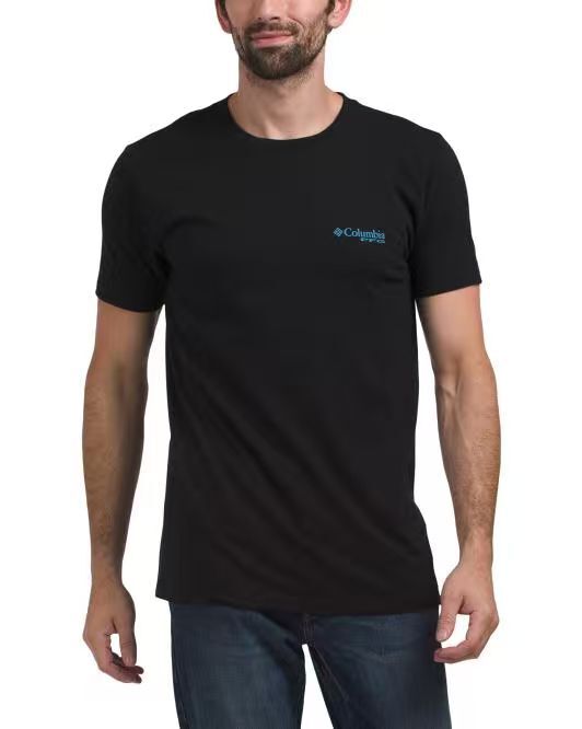 【預購】COLUMBIA H061045 前後 Logo 男裝短袖上衣 (黑色)