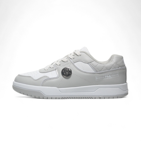 【下殺↘$1290】FILA 休閒鞋 白灰 金屬扣 皮革 復古鞋 中性 1C922Y441