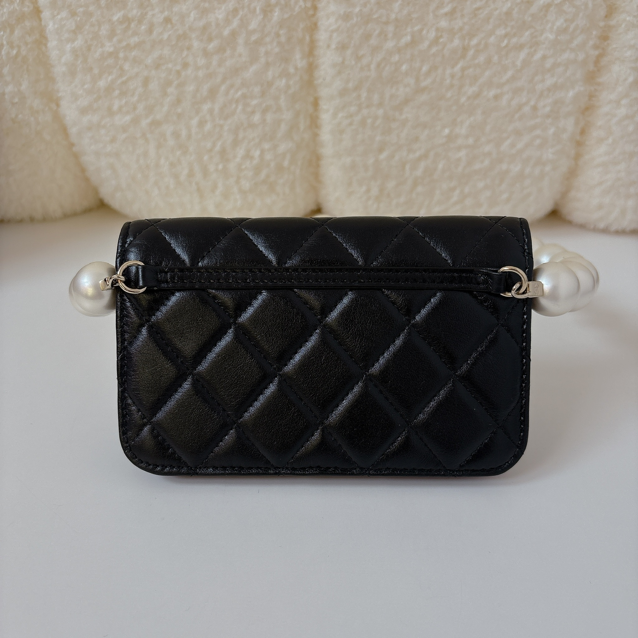 Chanel Flap Card Holder With Chain - Black / GHW