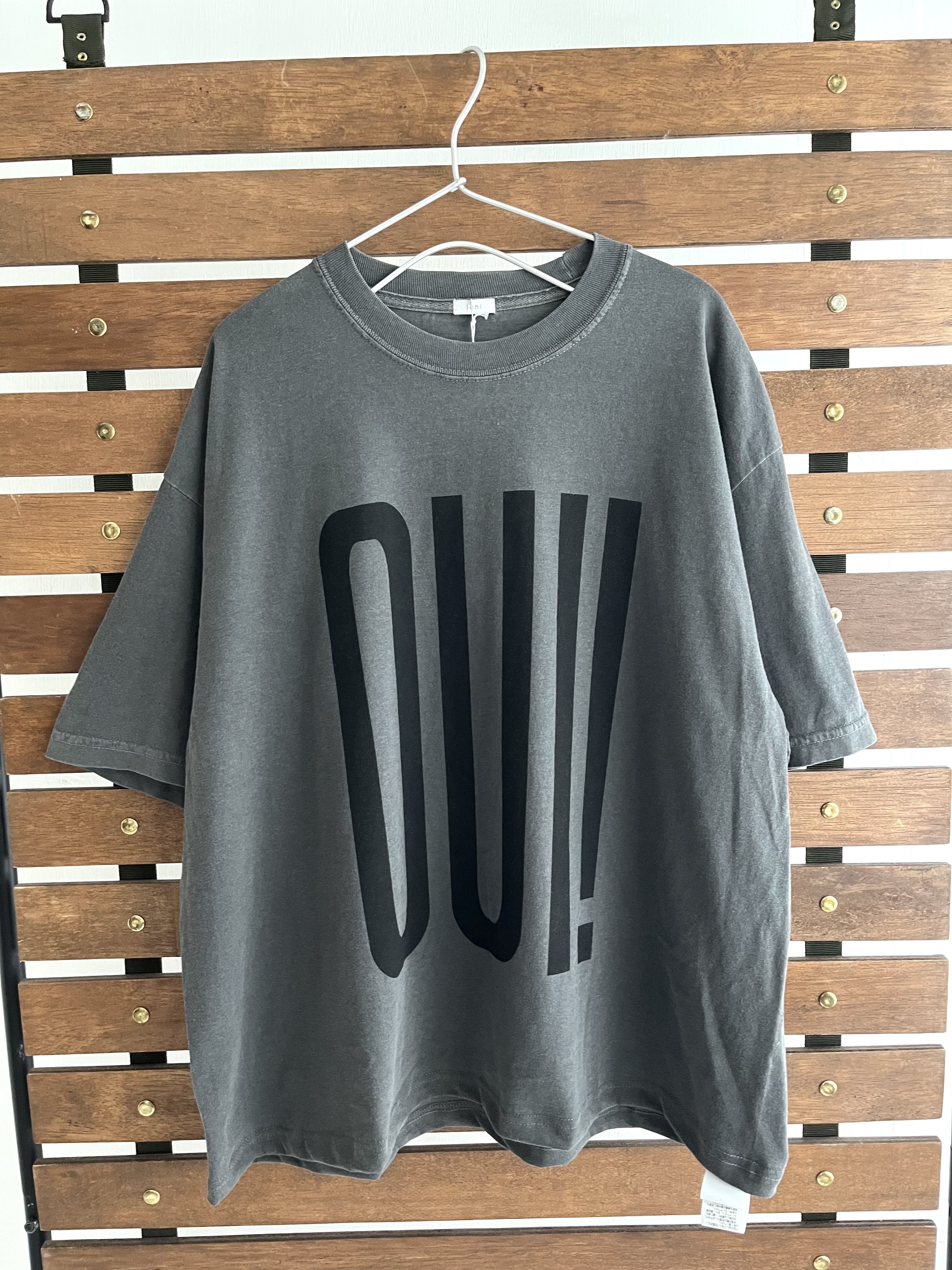 ichi炭灰色前後印字tee