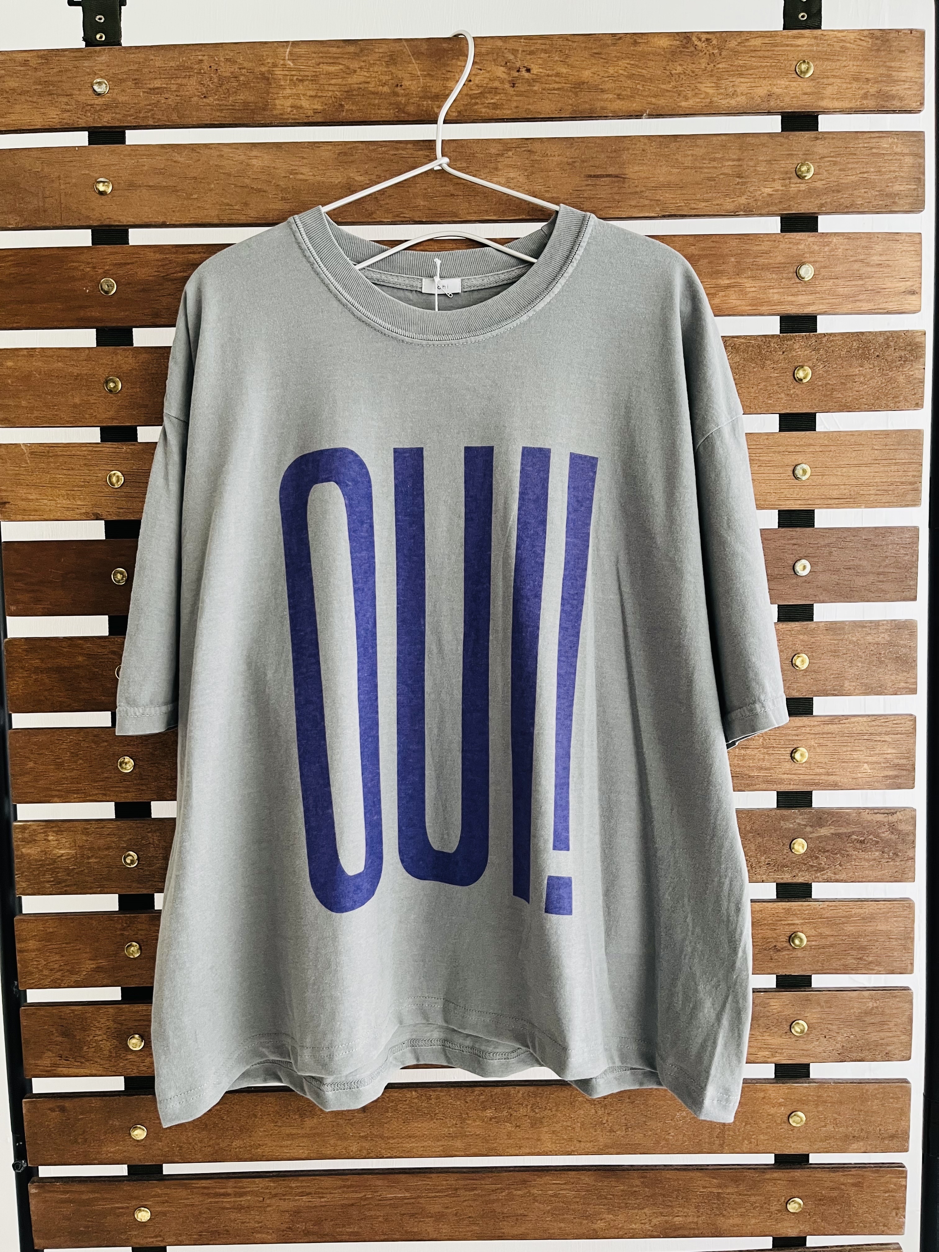 ichi灰色前後印字tee