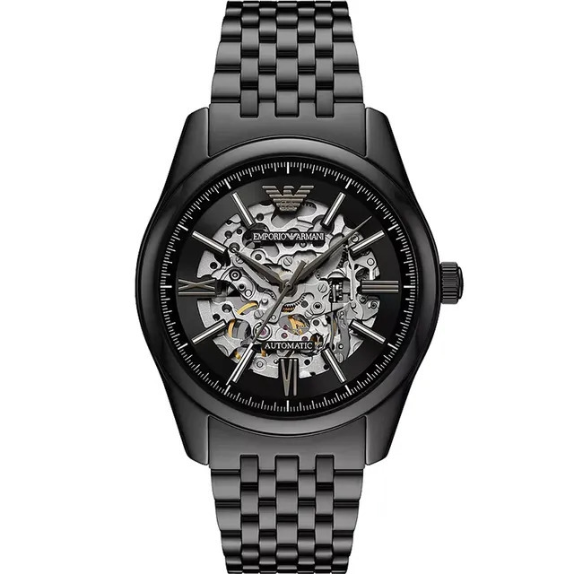 【Armani 亞曼尼】AR60093 黑色密令 超強夜光 機械 不鏽鋼 手錶