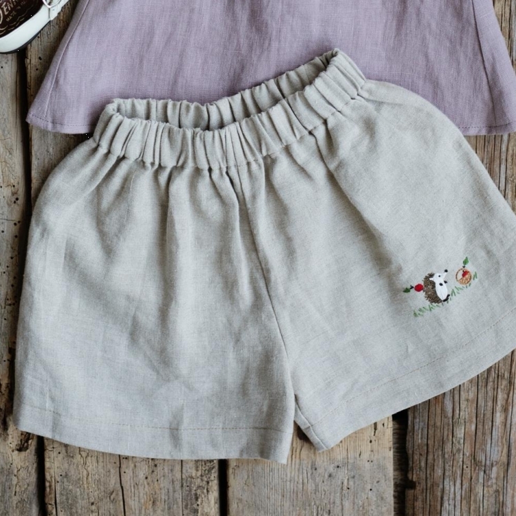 (預購)ALL THE BEAUTIFUL LINEN 亞麻刺繡短褲 SIMPLE SHORTS