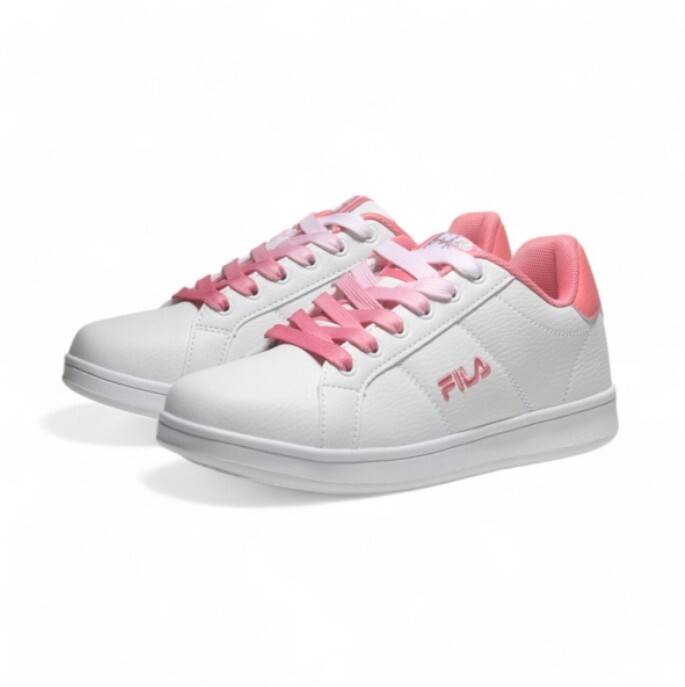【下殺↘$1390】FILA 休閒鞋 白 桃粉漸層 皮革 小白鞋 女 5C323Z155