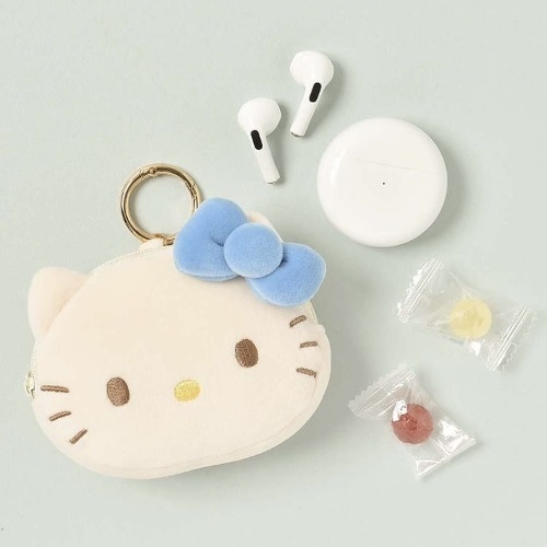 BLEU BLEUET x SANRIO 淺藍米色 收納包/耳機包 兩款 凱蒂貓 三麗鷗 HELLO KITTY