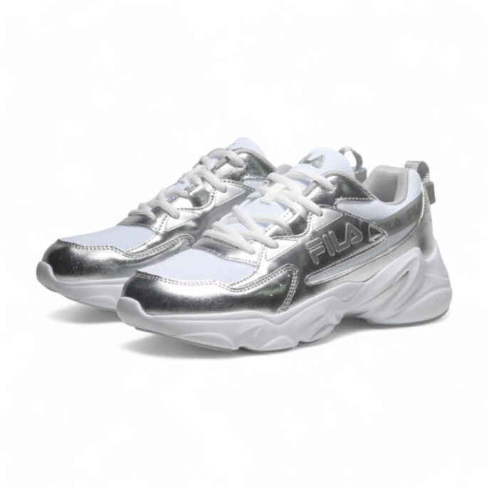 【下殺↘$1590】FILA 休閒鞋 白 全銀 復古 老爹鞋 女 5C329Z884