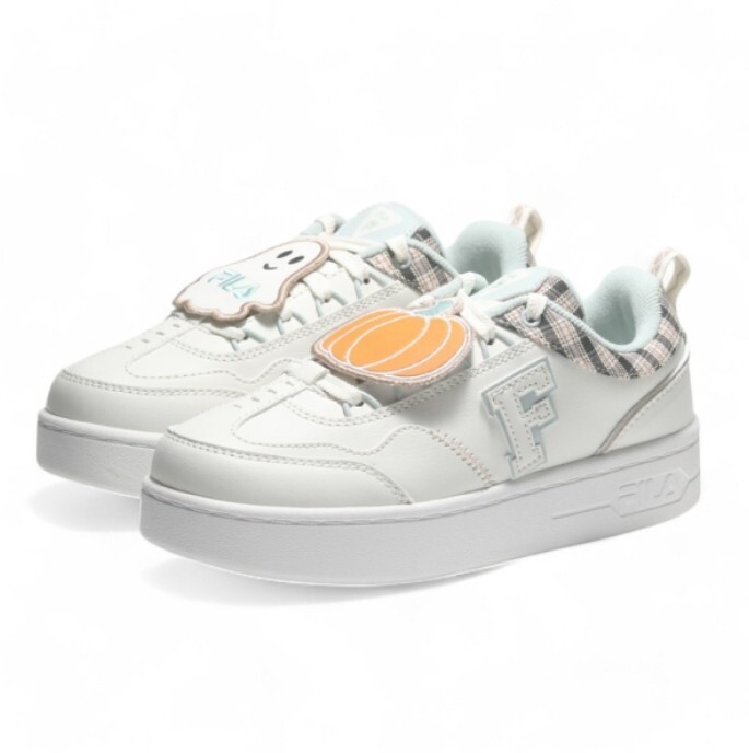 【下殺↘$1290】FILA 休閒鞋 白水藍 格紋 南瓜 鬼精靈 小白鞋 復古 女 5C902Y166