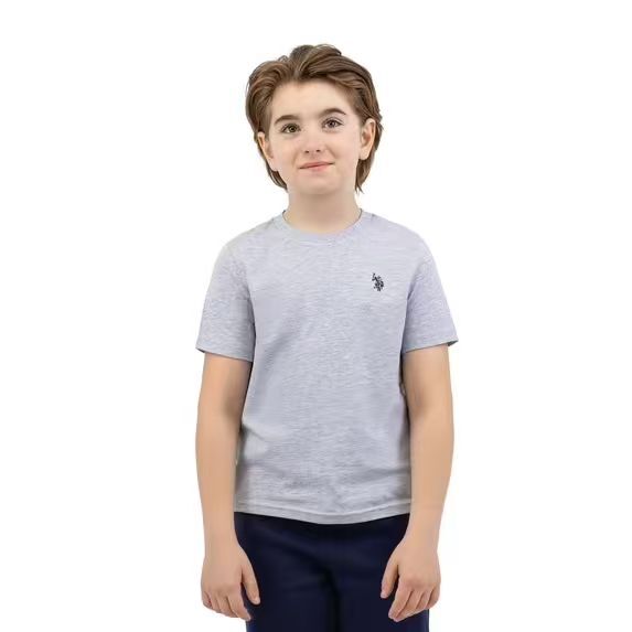 【預購】U.S. Polo Assn. H061076 男童圓領短袖上衣 (淺灰色)