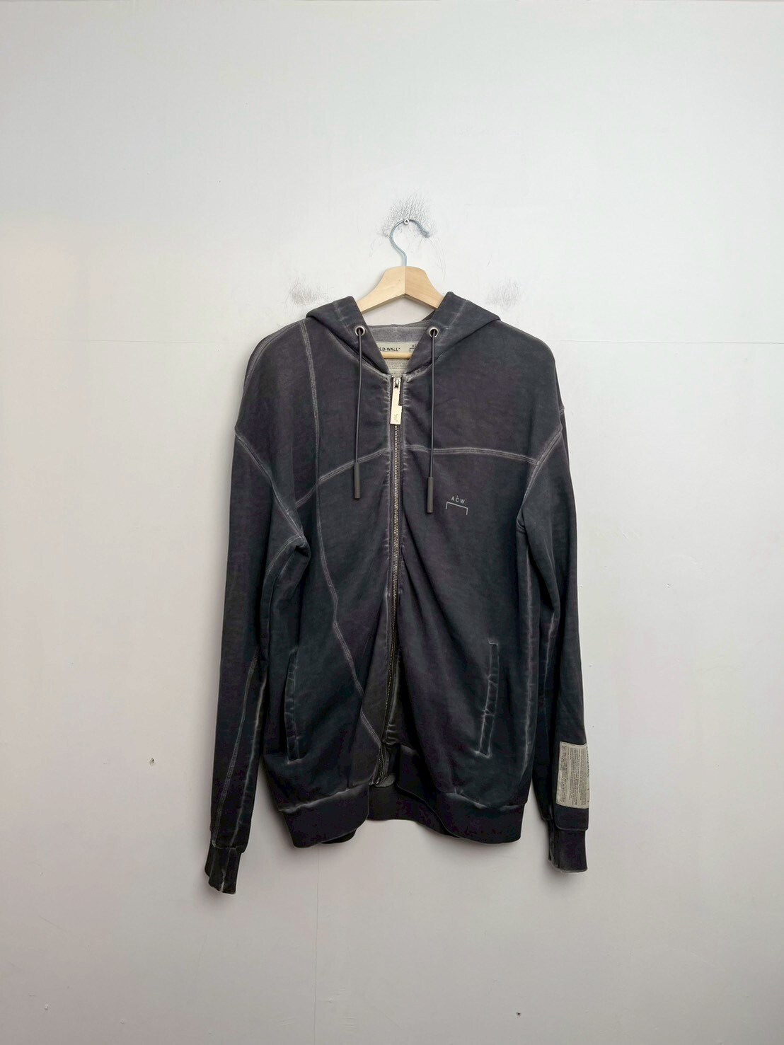 A COLD WALL Faded Zip Up Logo Hoodie Grey SIZE S