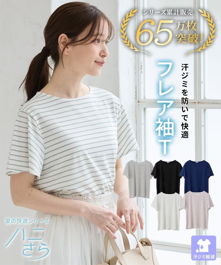 預訂 日本 HY 涼感防汗漬荷葉袖Tee