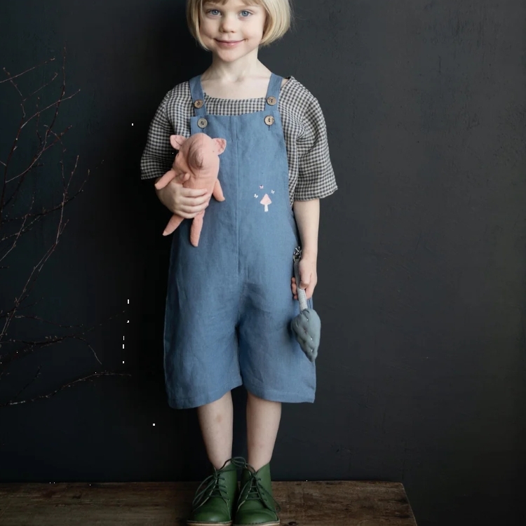 (預購)ALL THE BEAUTIFUL LINEN 後雙口帶吊帶褲 OVERALLS (NEW)