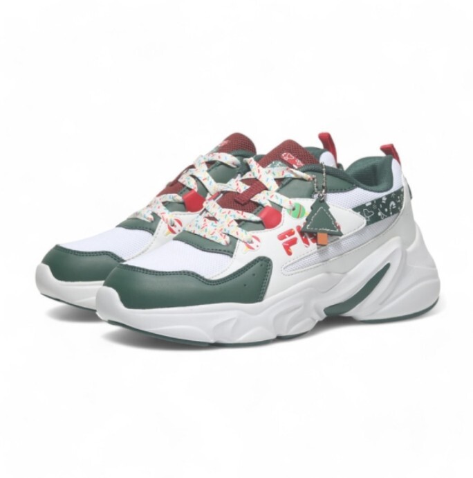 【下殺↘$1190】FILA 休閒鞋 HIDDEN TAPE 9 白綠 聖誕 復古 老爹鞋 女 5J929Y162