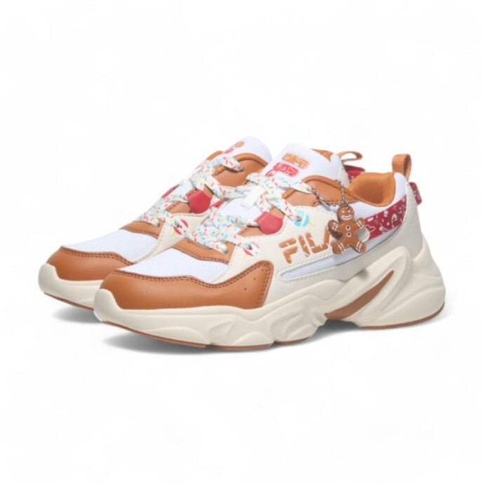 【下殺↘$1190】FILA 休閒鞋 HIDDEN TAPE 9 白橘 聖誕 復古 老爹鞋 女 5J929Y726