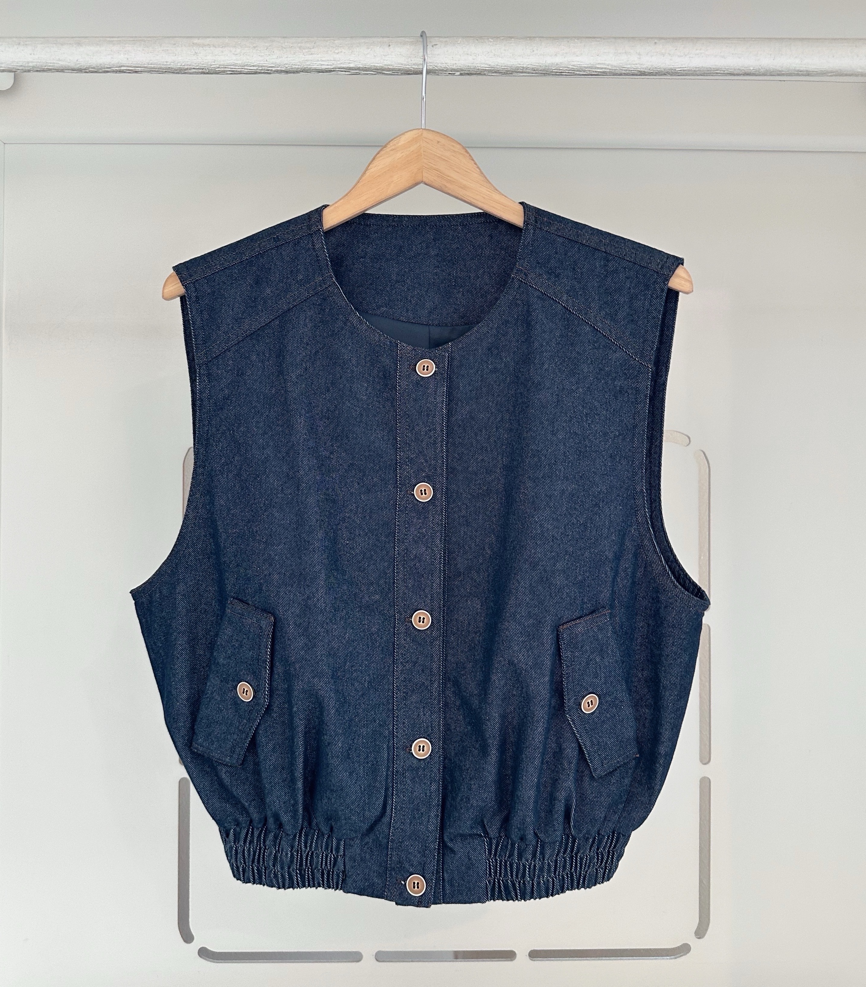 DENIM VEST & PENCIL SKIRT SET SUIT (2PCS)