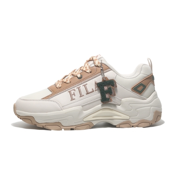 【下殺↘$1290】FILA 休閒鞋 ACADEMIC 米白棕 皮革 復古 老爹鞋 女 5J939Y177
