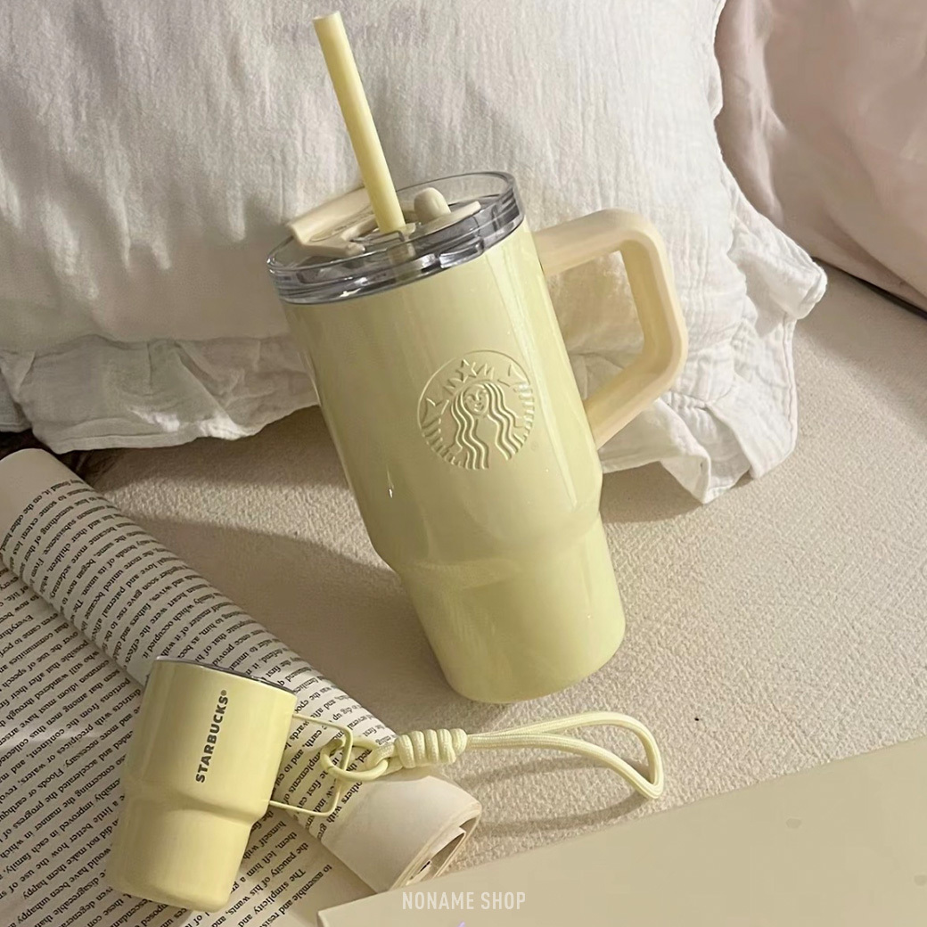 STARBUCKS 星巴克 保溫杯 冰壩杯 吸管杯 迷你 吊飾 615ml 奶油黃