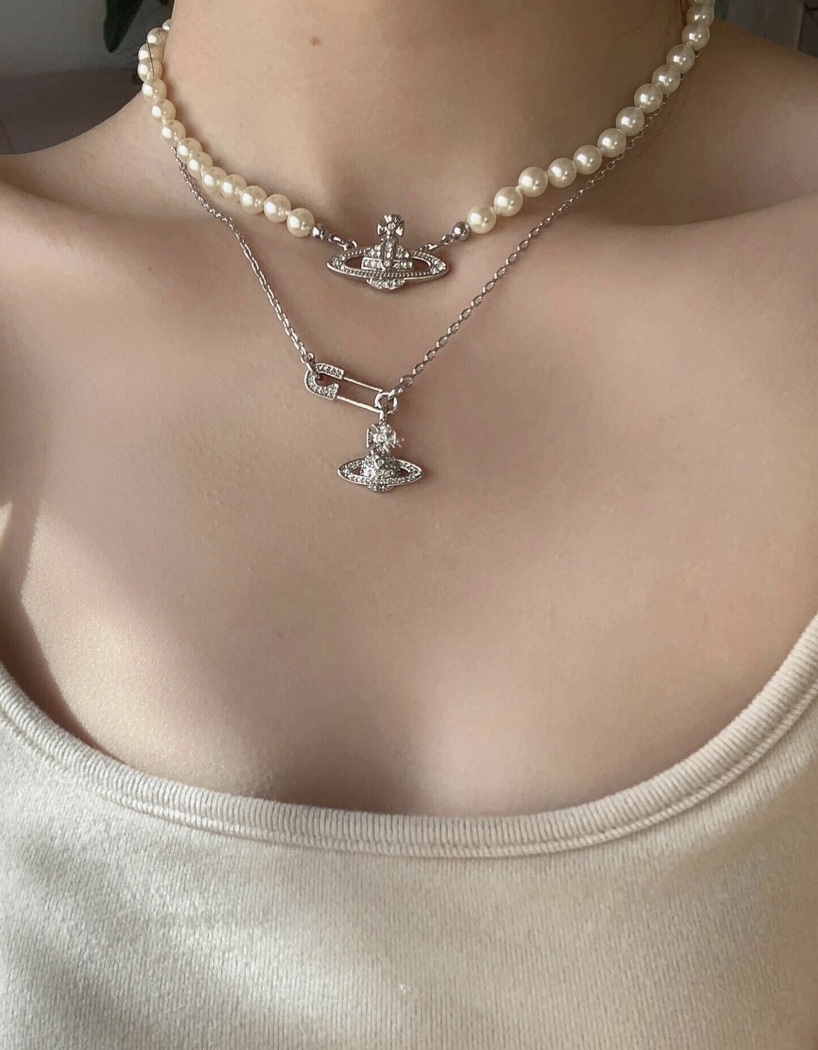 代購-Vivienne Westwood 西太后 Lucrece 滿鑽 別針款 項鍊