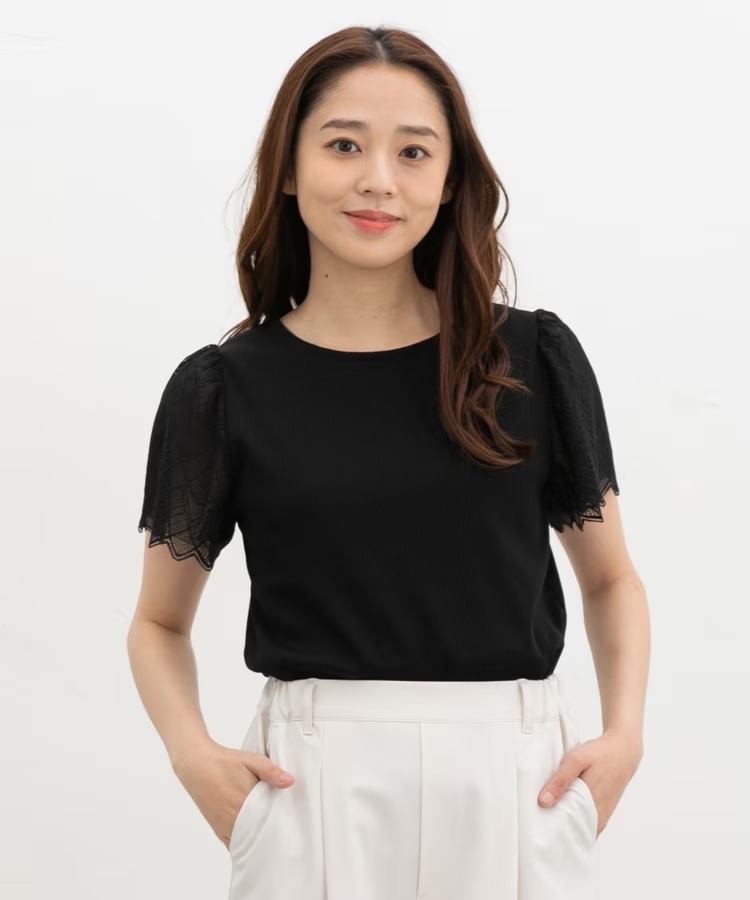 日本 預訂 HY 涼感蕾絲網紗袖上衣