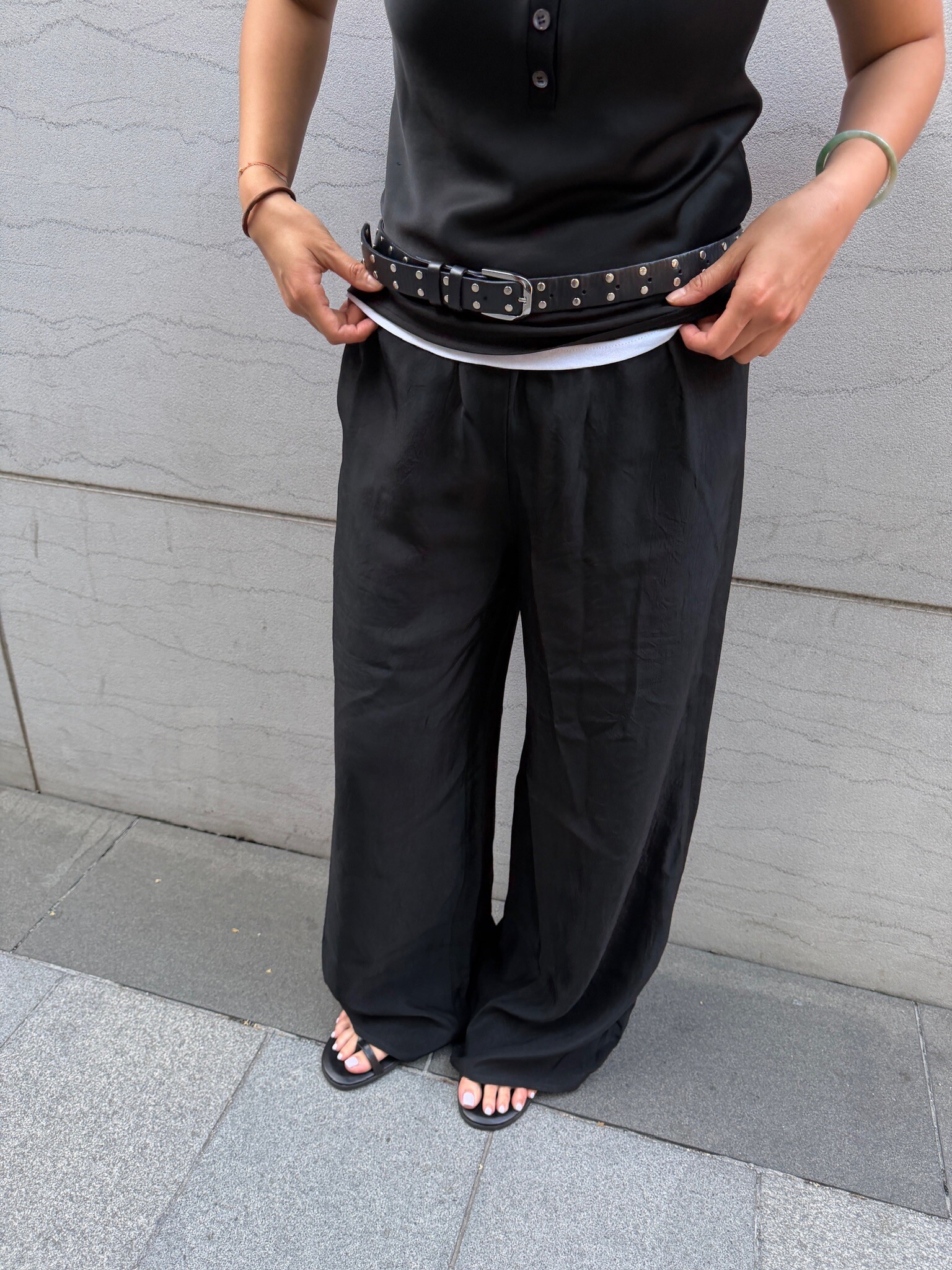 PDD Collection satin elastic trousers