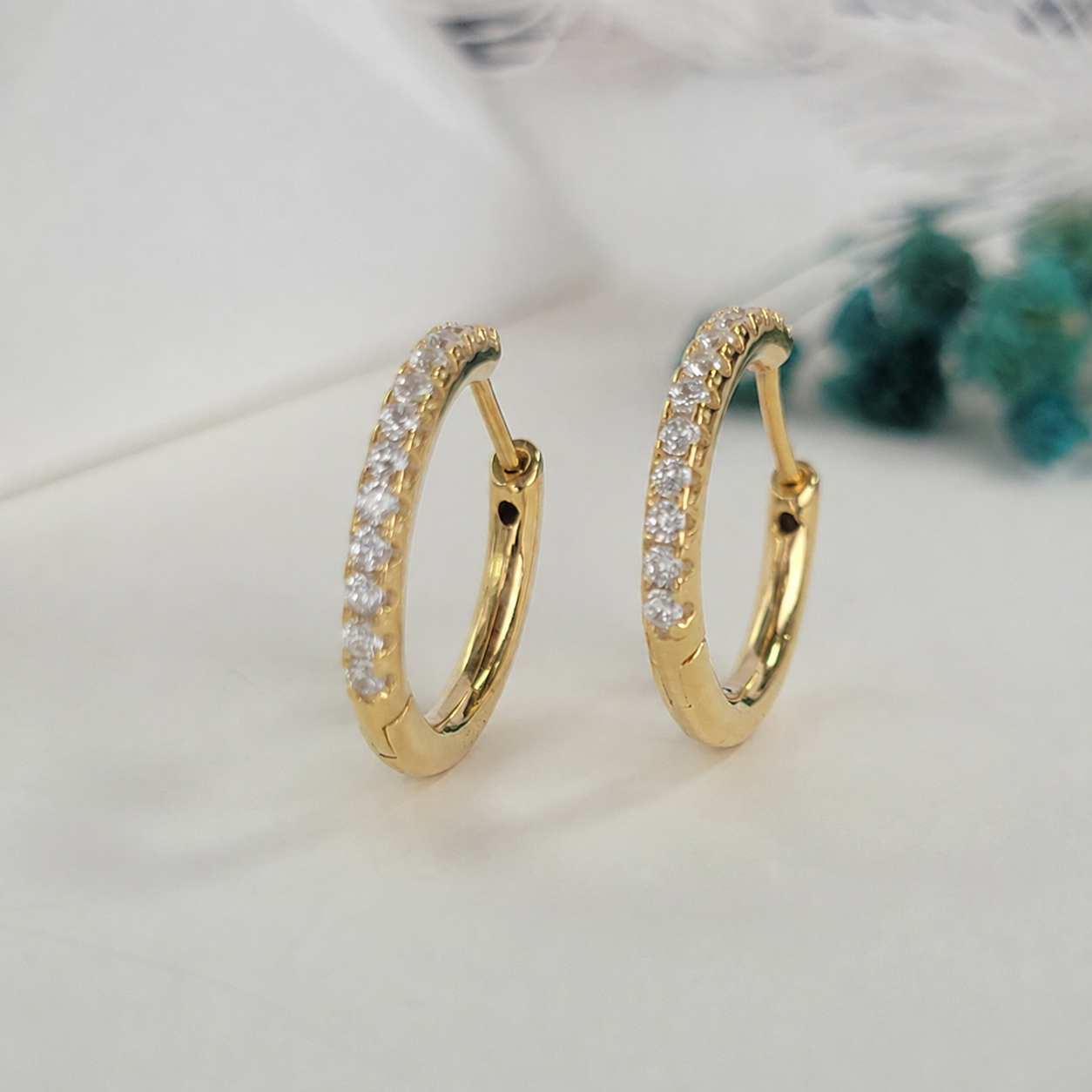 【me.luxe】SV流光鋯石圈圈耳環17mm