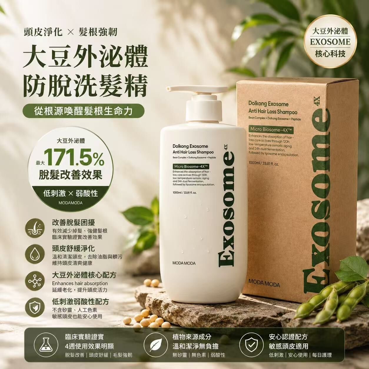 韓國🇰🇷 MODA MODA 大豆外泌體防脫洗髮精 1000ml  T327 (2-3星期寄出)