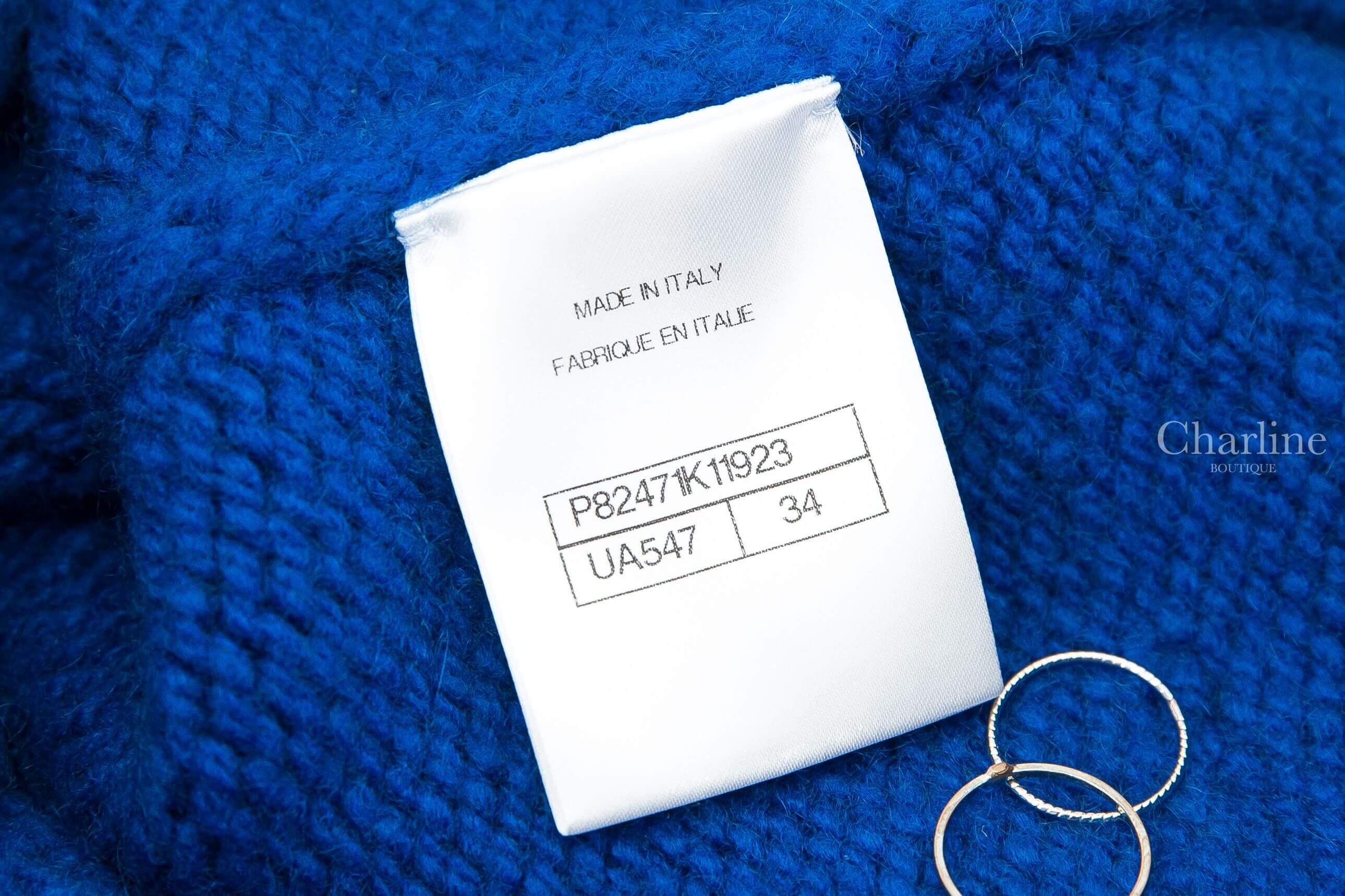 Chanel Sweater 藍色針織黃底紅CC超人標誌喀什米爾長袖毛衣-Charline Boutique 精品代購