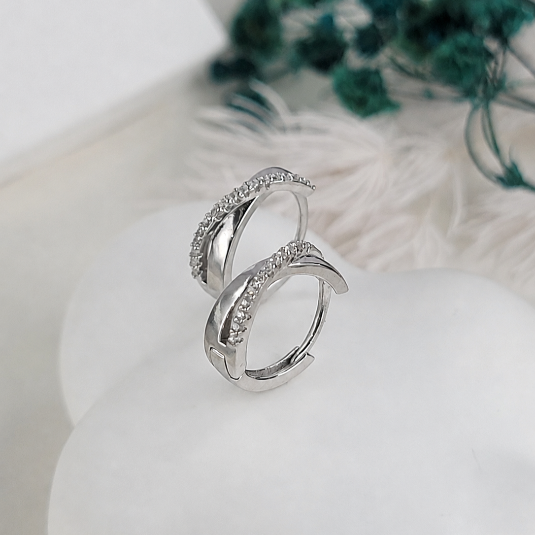 【me.luxe】SV交織鋯石圈圈耳環12mm